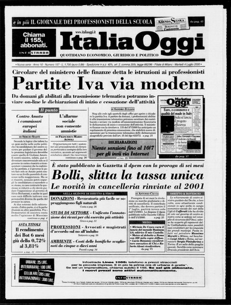 Italia oggi : quotidiano di economia finanza e politica